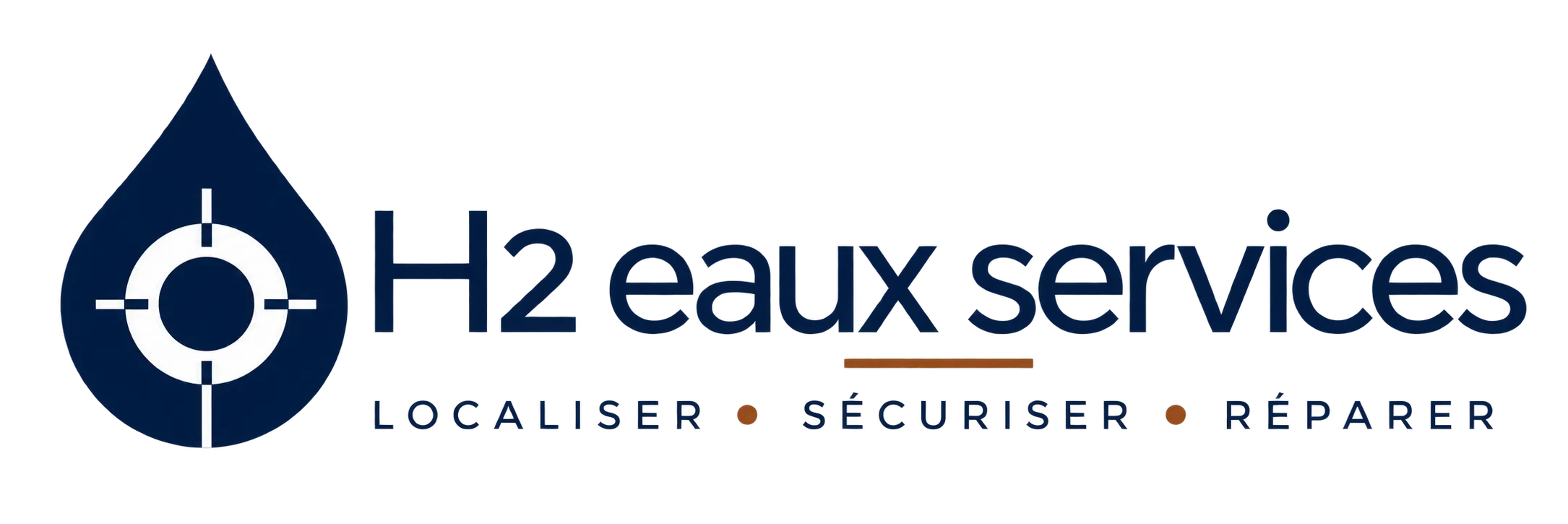 Logo H2 EAUX-SERVICES, goutte d'eau avec cible